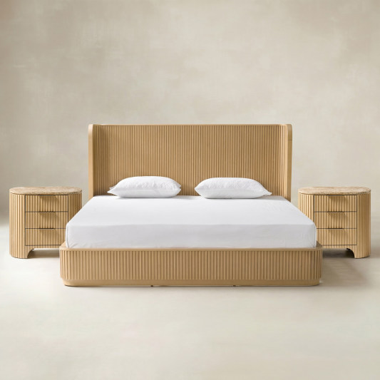 Arcua Fluted Marble 3-Piece Bedroom Set