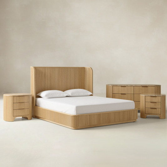 Arcua Fluted Marble 4-Piece Bedroom Set