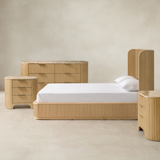 Arcua Fluted Marble 4-Piece Bedroom Set