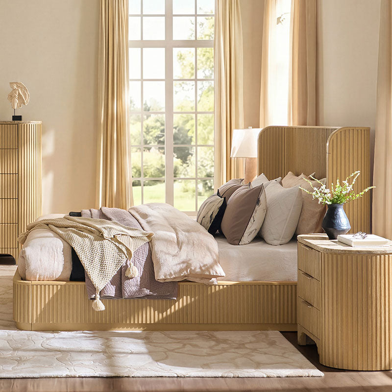 Arcua Fluted Wingback Bed