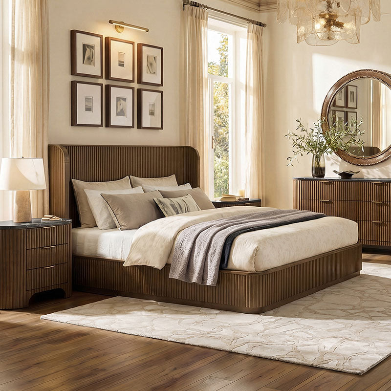 Arcua Fluted Wingback Bed