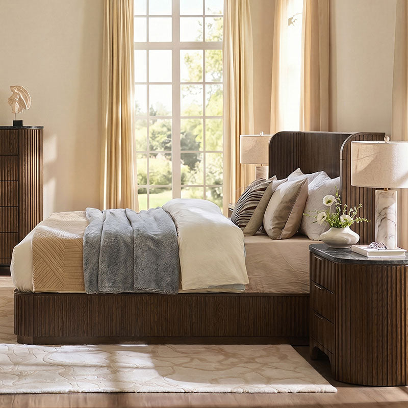 Arcua Fluted Wingback Bed