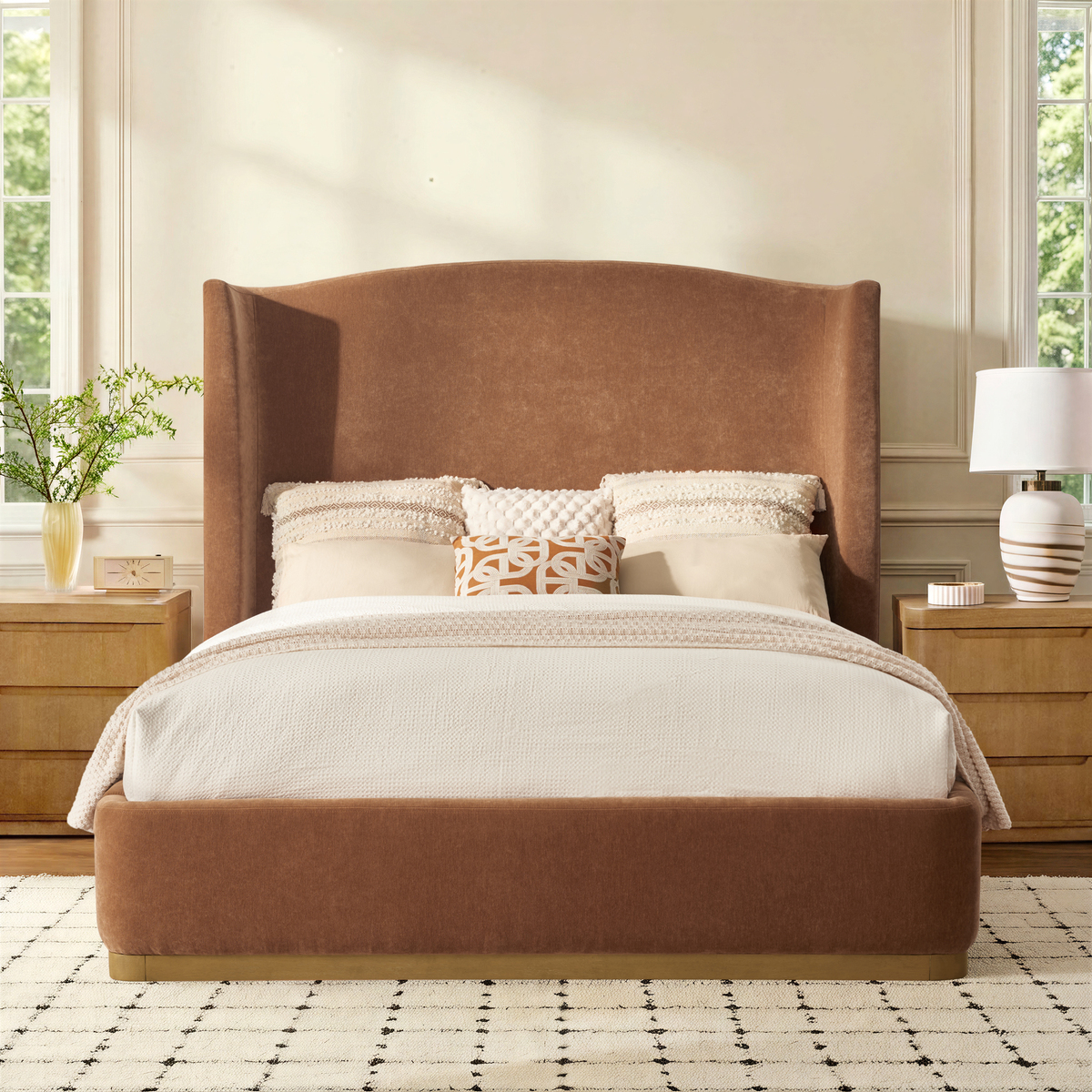 Ravona Modern Upholstered Wingback Bed | Hulala Home