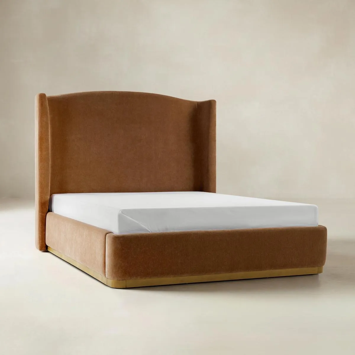 Ravona Modern Upholstered wingback Bed in Chenille