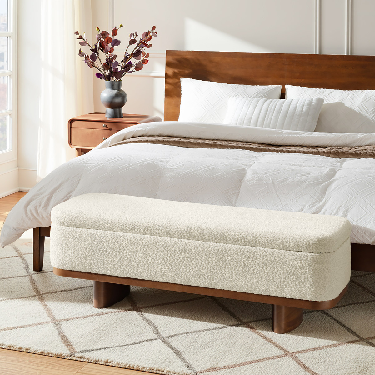 Claire Modern Chenille Upholstered Storage Bench