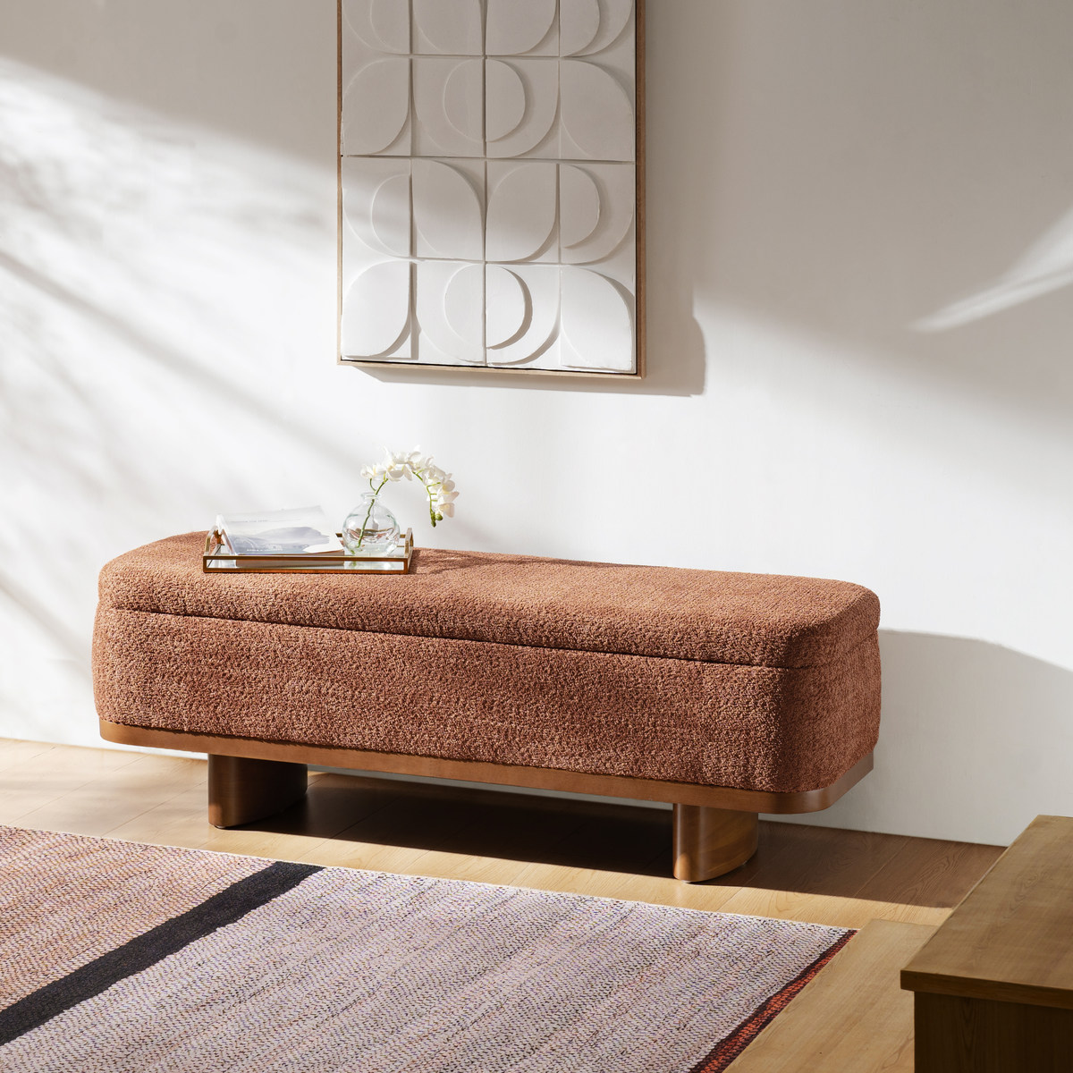 Claire Modern Chenille Upholstered Storage Bench