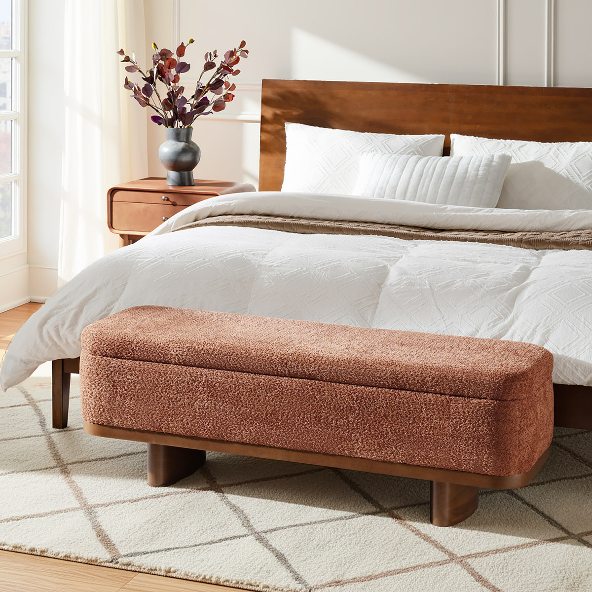 Claire Modern Chenille Upholstered Storage Bench