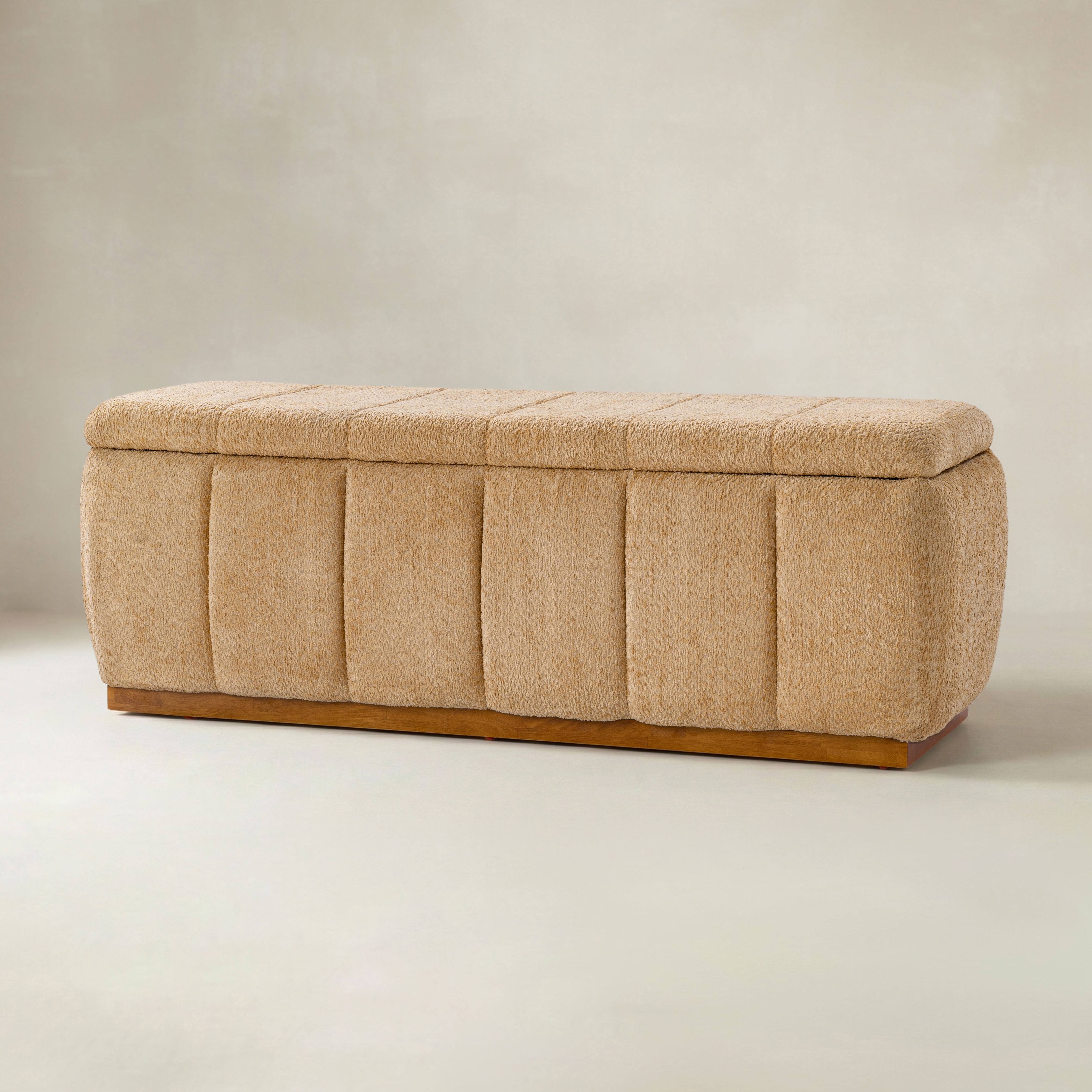 Modern Chenille Storage Bench - No-Assembly Upholstered Seat