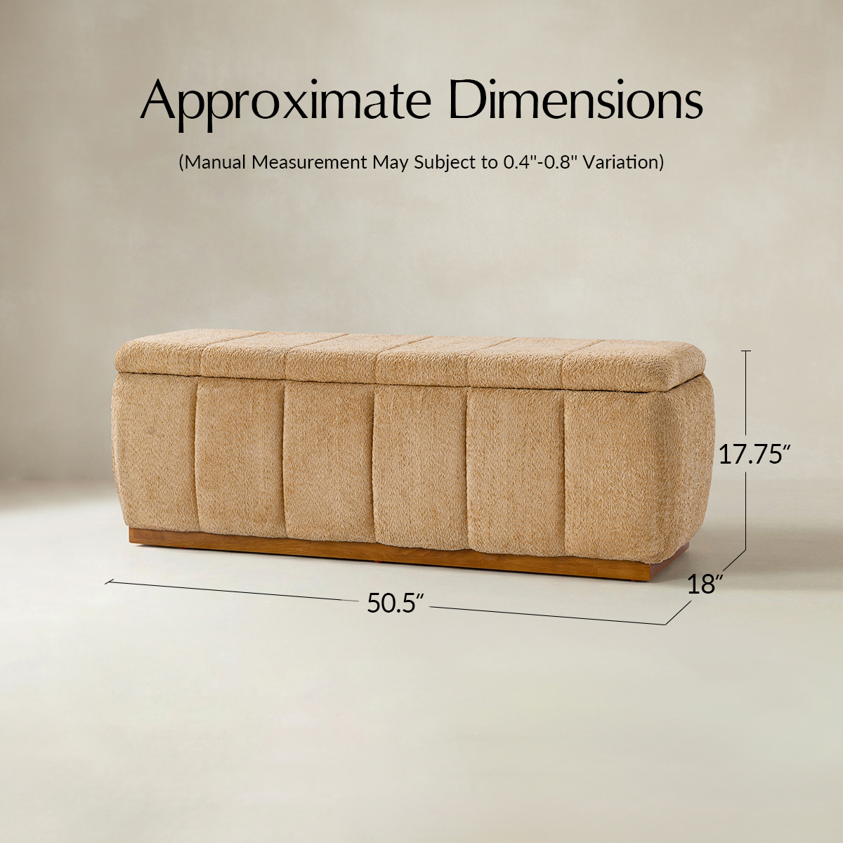 Modern Chenille Storage Bench - No-Assembly Upholstered Seat