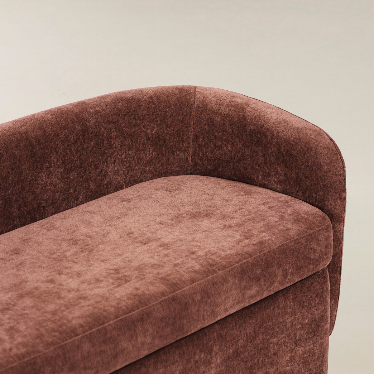 Modern Chenille Storage Bench with Wraparound Backres