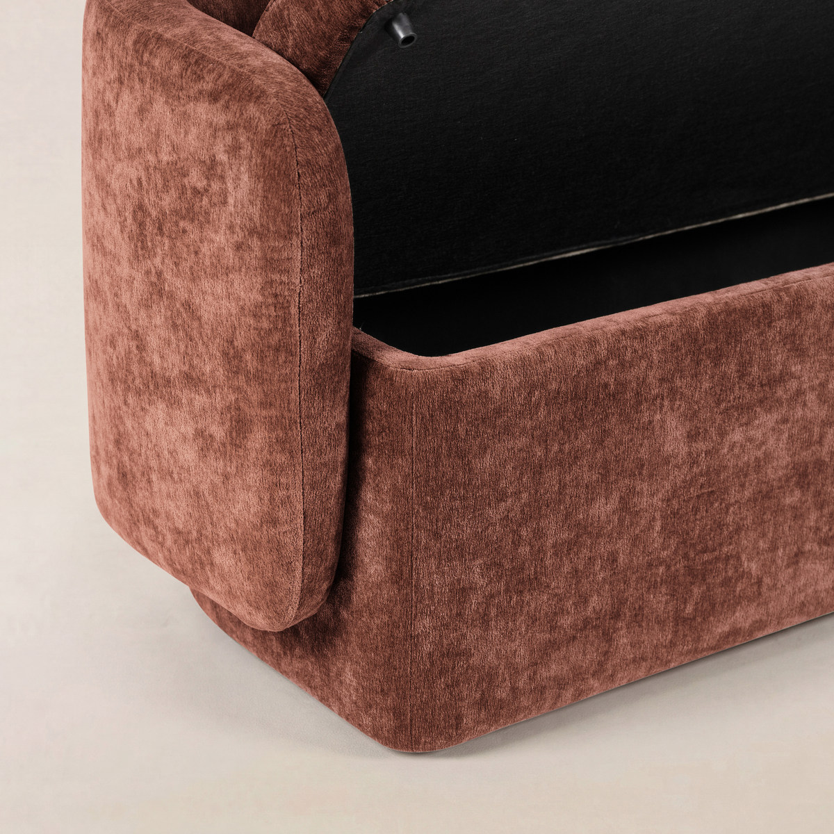 Modern Chenille Storage Bench with Wraparound Backres