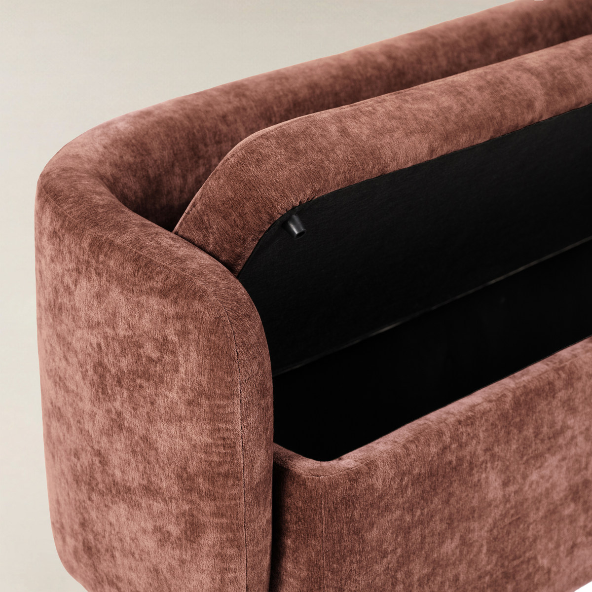 Modern Chenille Storage Bench with Wraparound Backres