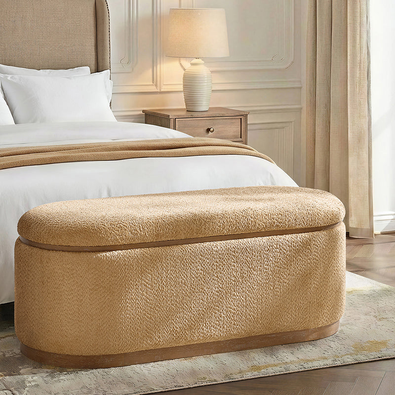 Modern Chenille Storage Bench with Hidden Seat Storage - HULALA HOME
