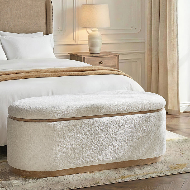 Modern Chenille Storage Bench with Hidden Seat Storage - HULALA HOME