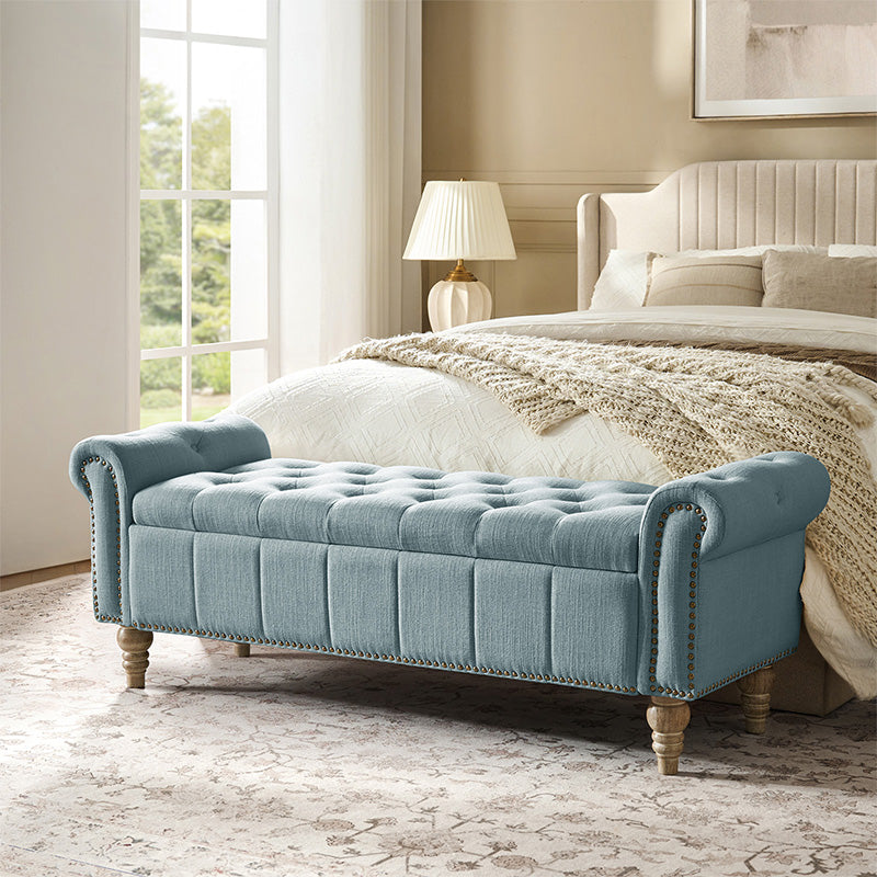Gemma Classic Tufted Storage Bench with Nailhead Trim - HULALA HOME
