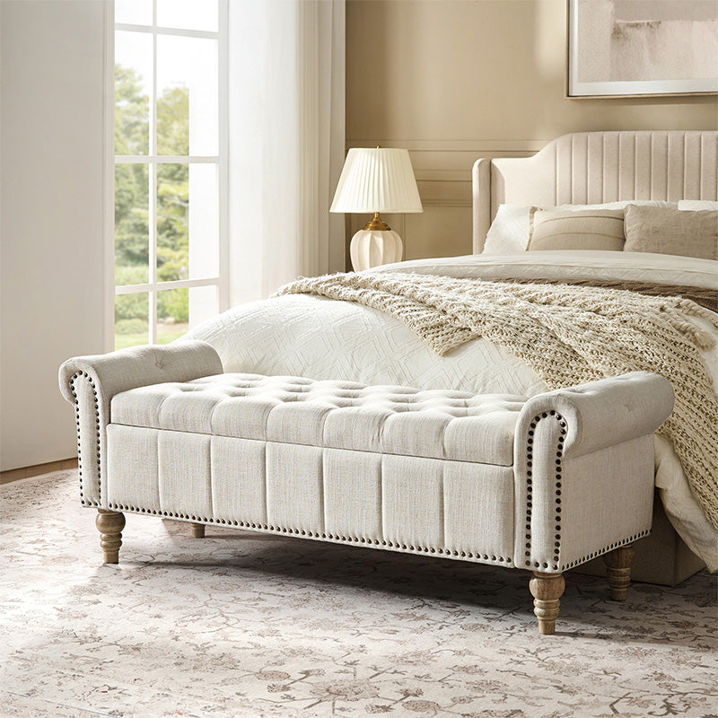 Gemma Classic Tufted Storage Bench with Nailhead Trim