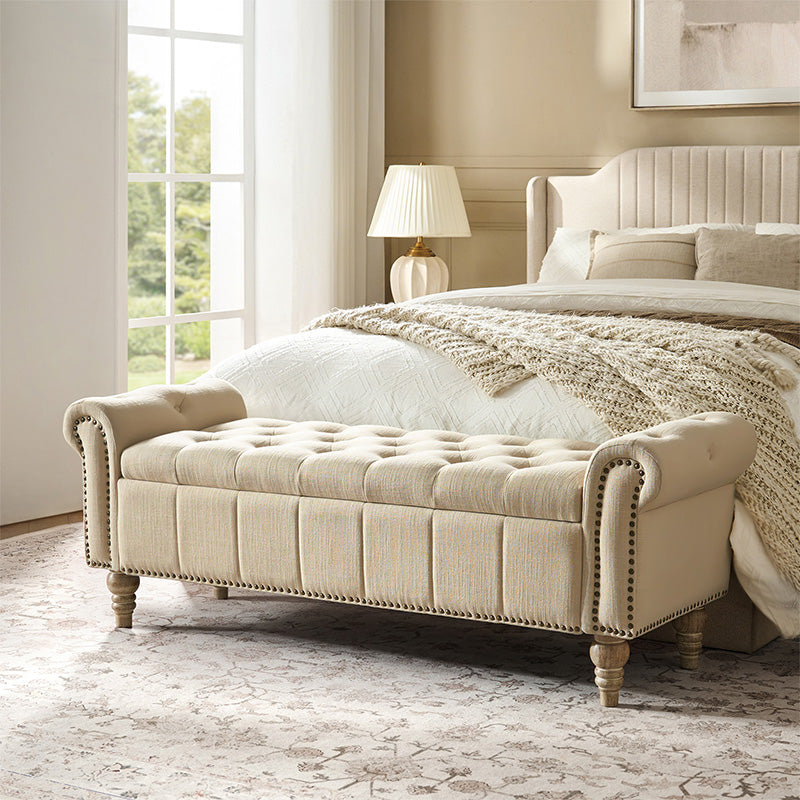 Gemma Classic Tufted Storage Bench with Nailhead Trim