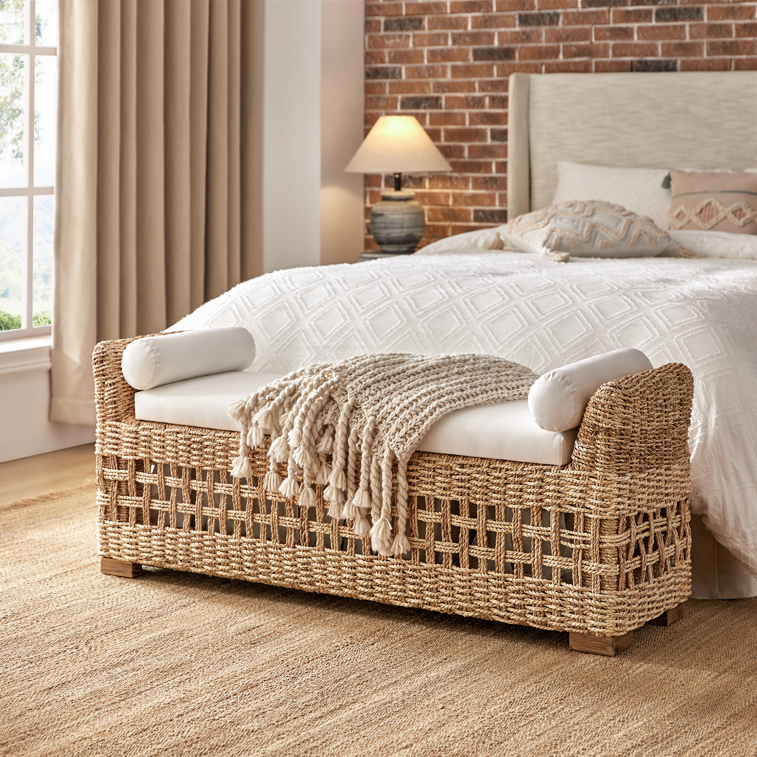 Coastal Charm: Leo Rattan Storage Bench