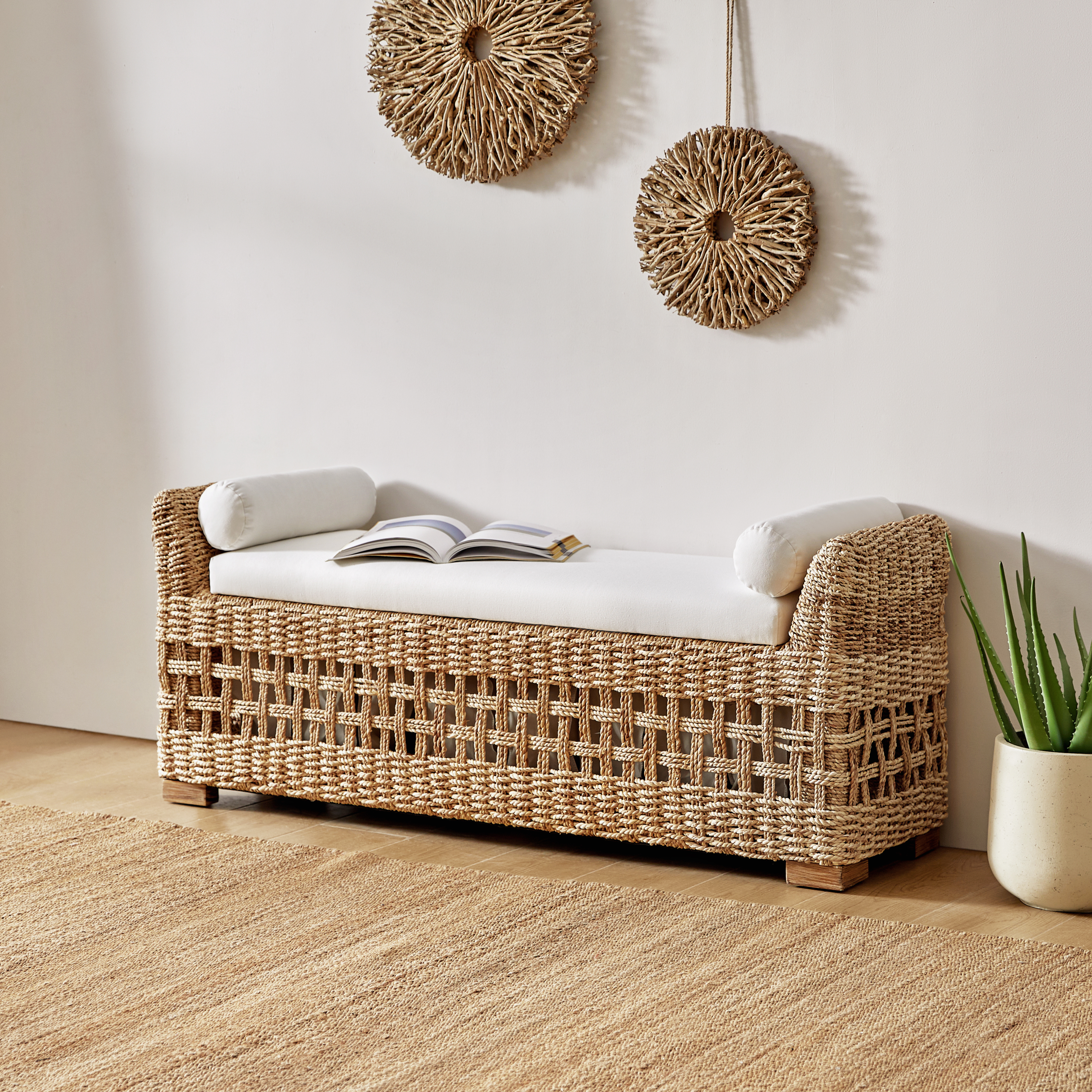Coastal Charm: Leo Rattan Storage Bench