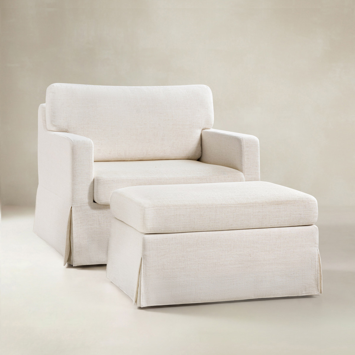 Honorio Slipcovered Armchair with Ottoman