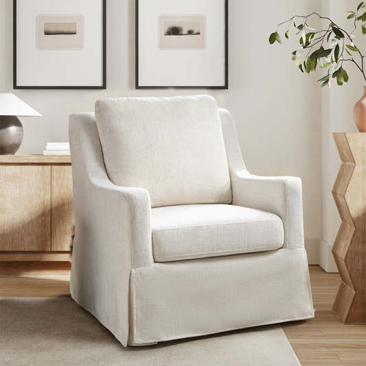 Stanley Glider Slipcovered Swivel Chair with Slope Arm(Optional Types)