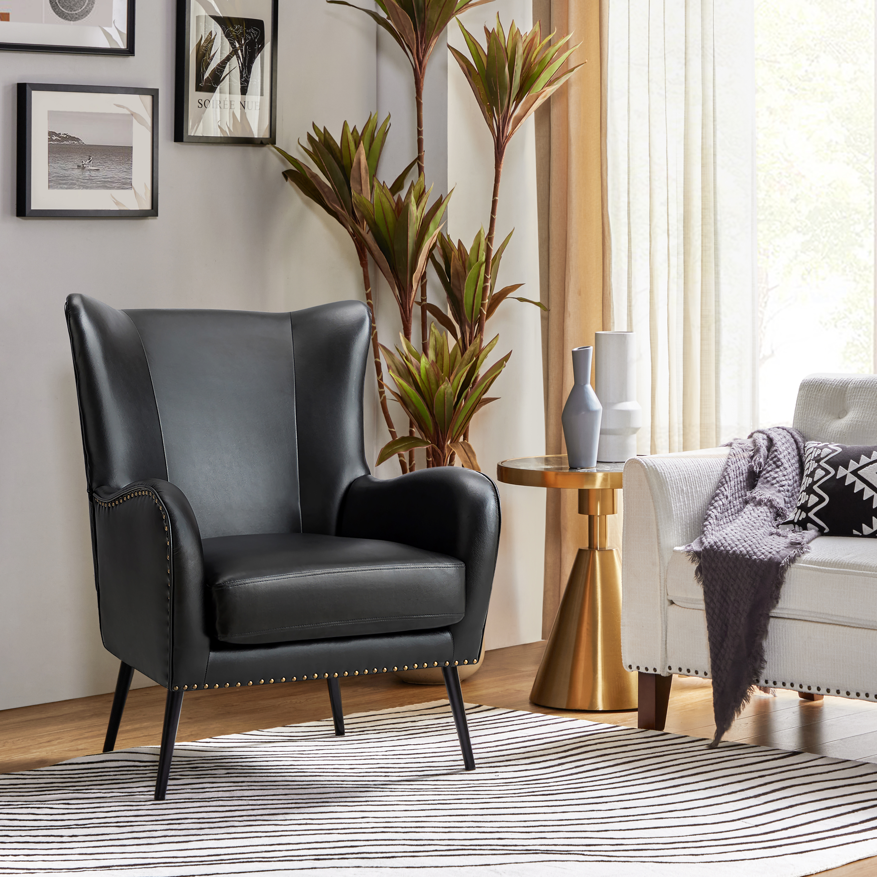 Shepherd Wingback Vegan Leather Armchair(Optional Types)
