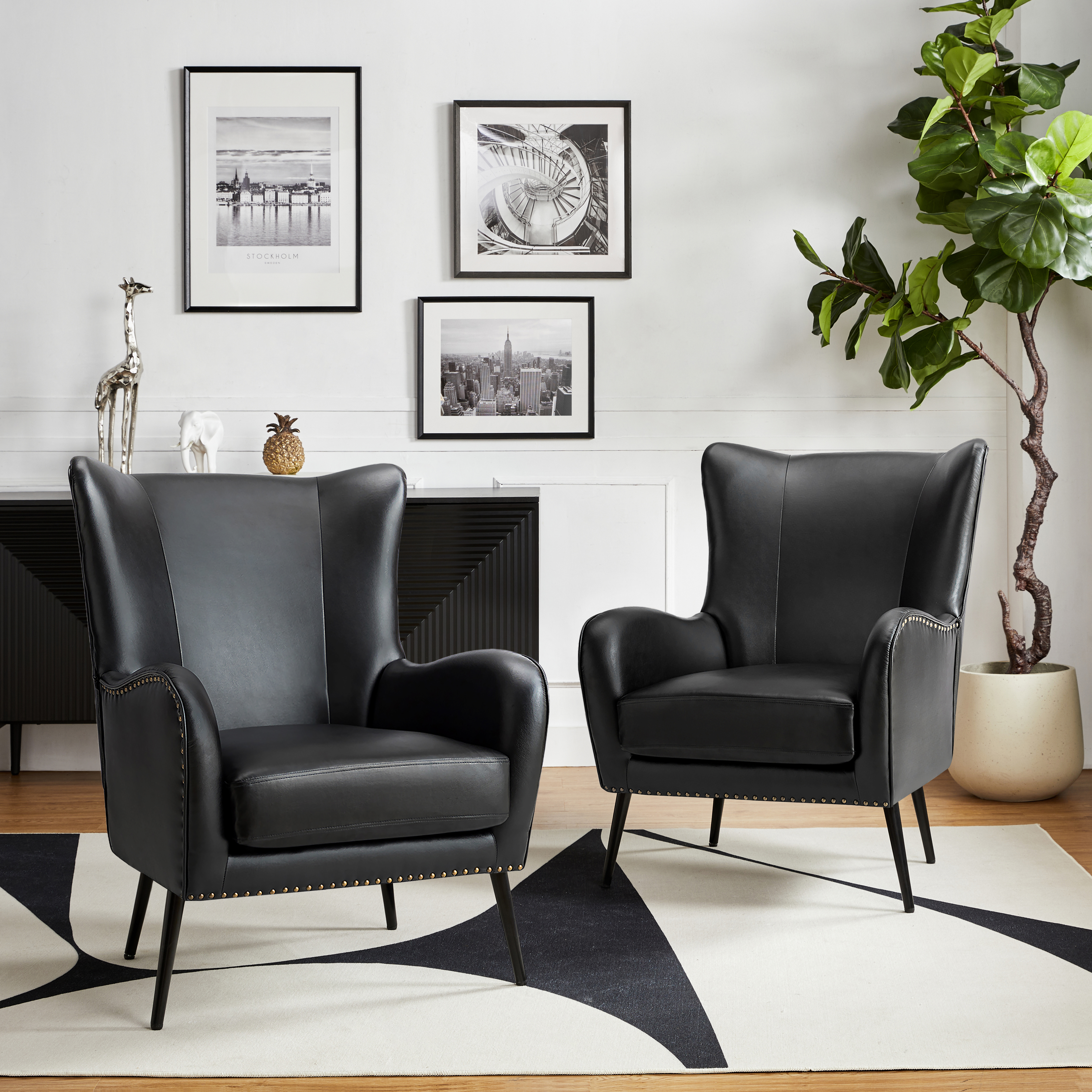 Shepherd Wingback Vegan Leather Armchair(Optional Types)