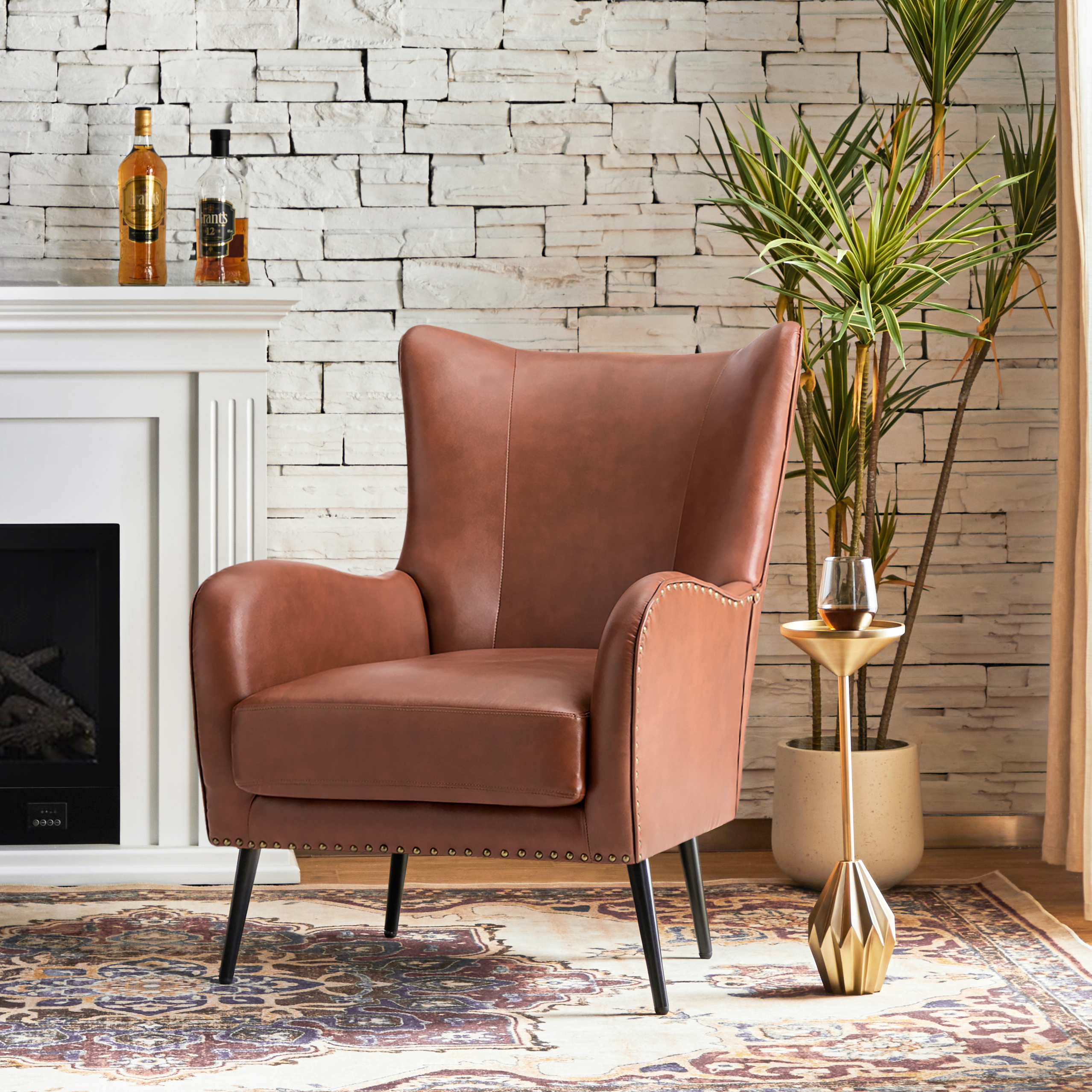 Shepherd Wingback Vegan Leather Armchair(Optional Types)