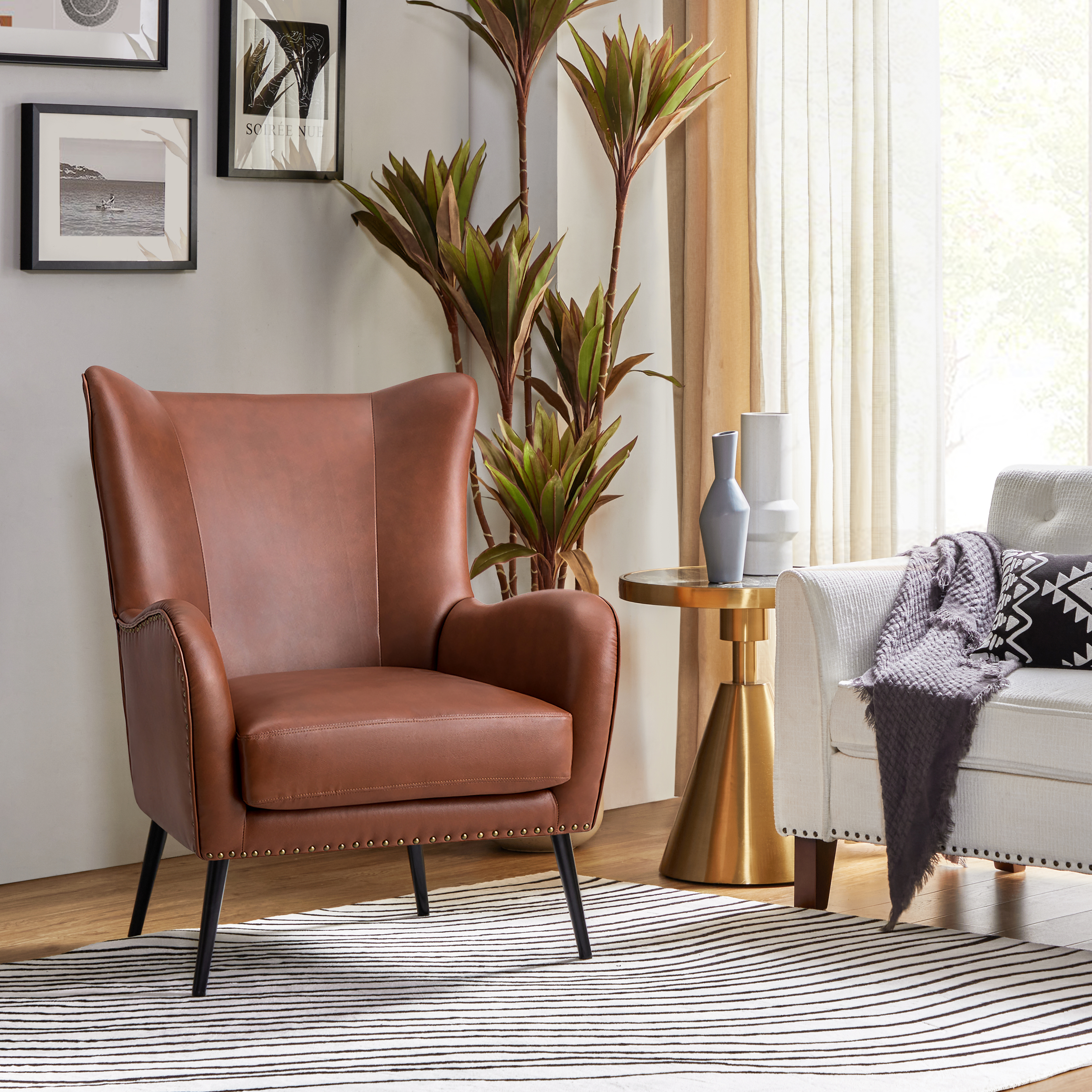 Shepherd Wingback Vegan Leather Armchair(Optional Types)
