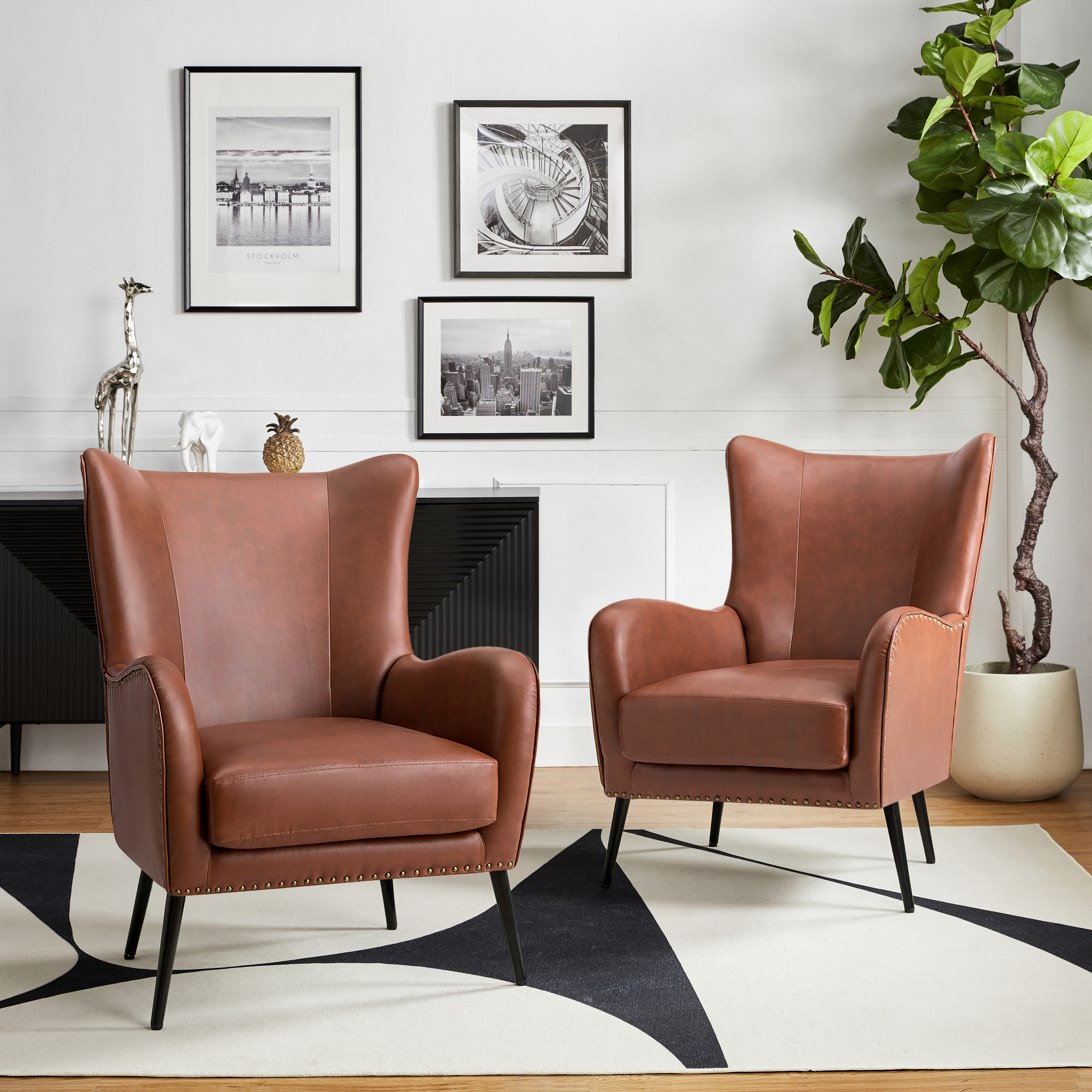 Shepherd Wingback Vegan Leather Armchair(Optional Types)