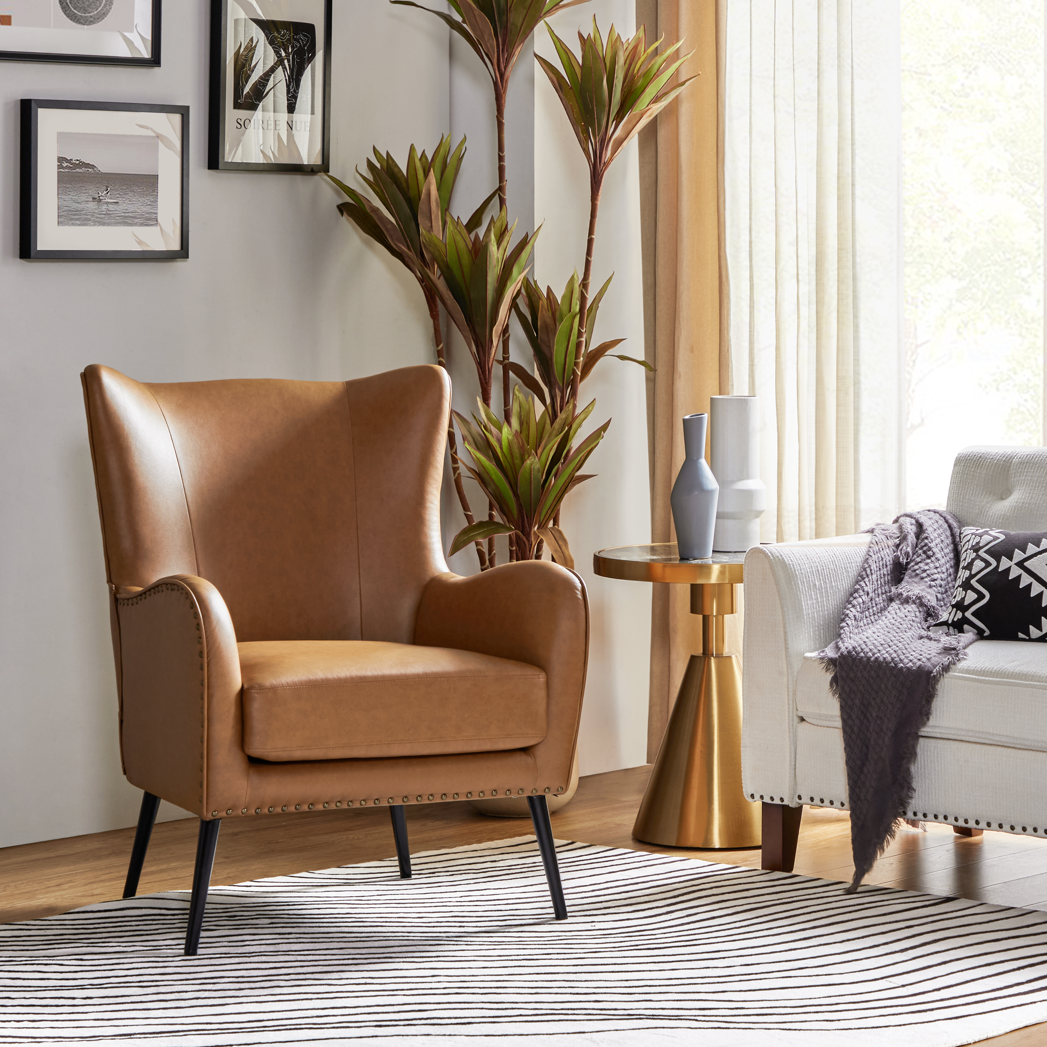 Shepherd Wingback Vegan Leather Armchair(Optional Types)