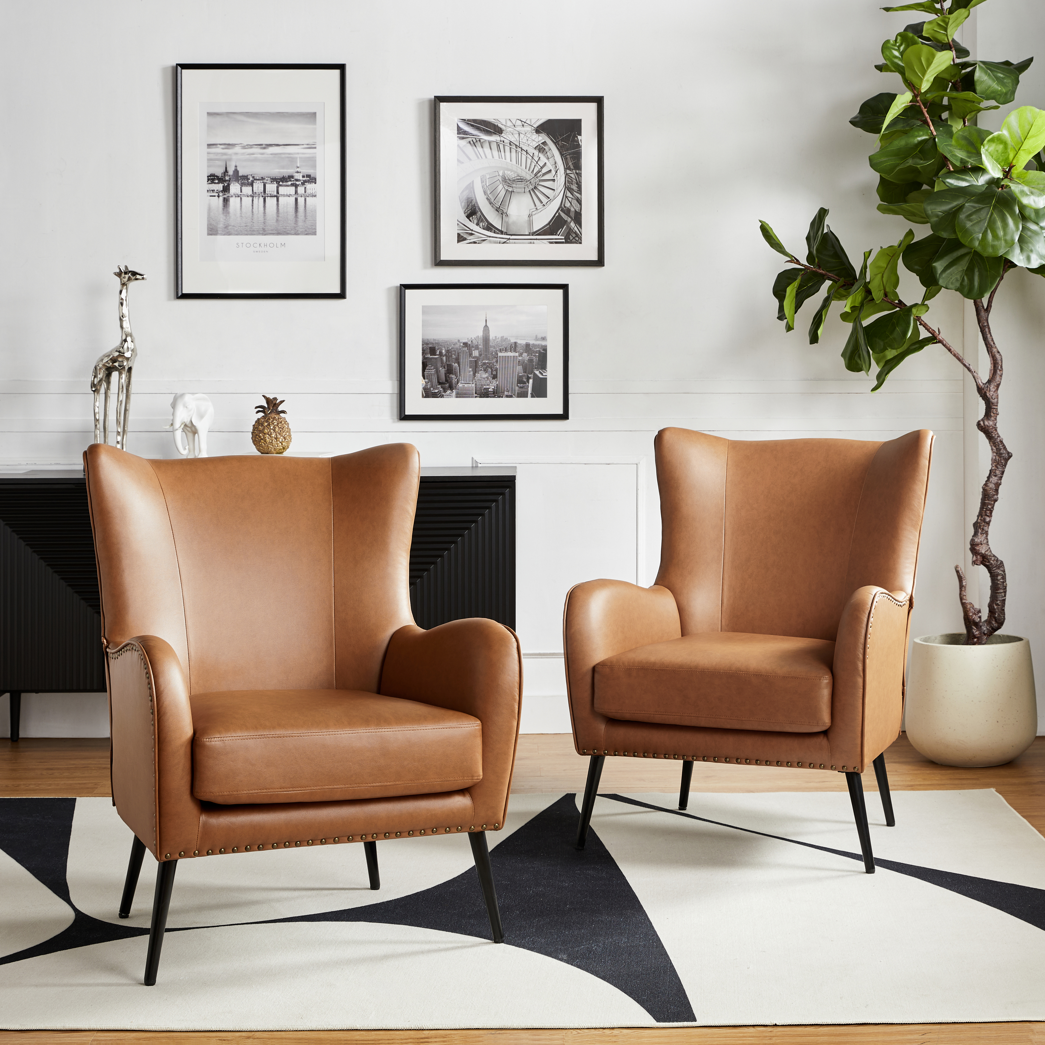 Shepherd Wingback Vegan Leather Armchair(Optional Types)