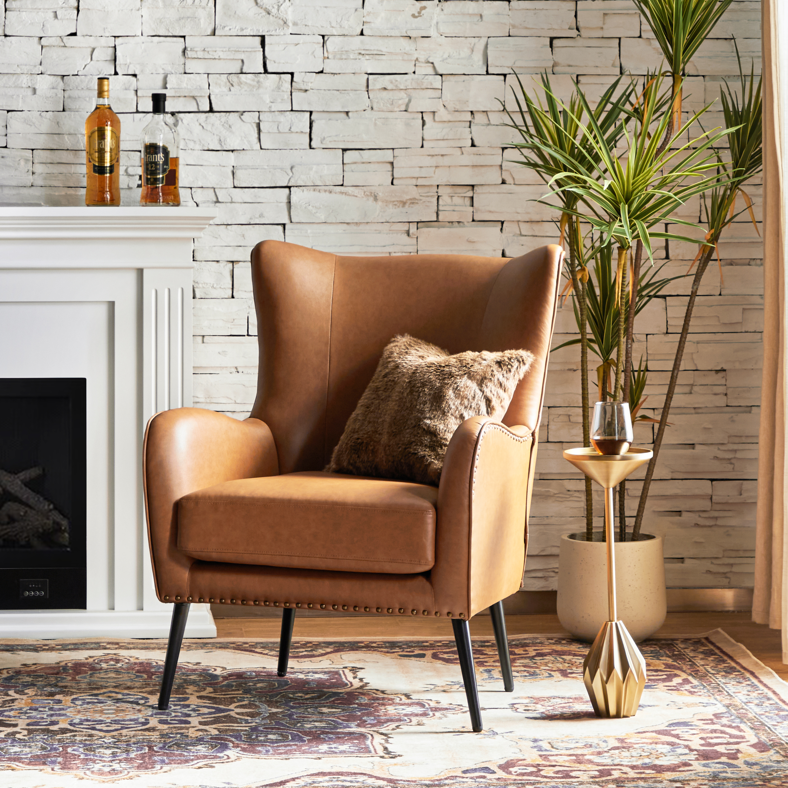Shepherd Wingback Vegan Leather Armchair(Optional Types)
