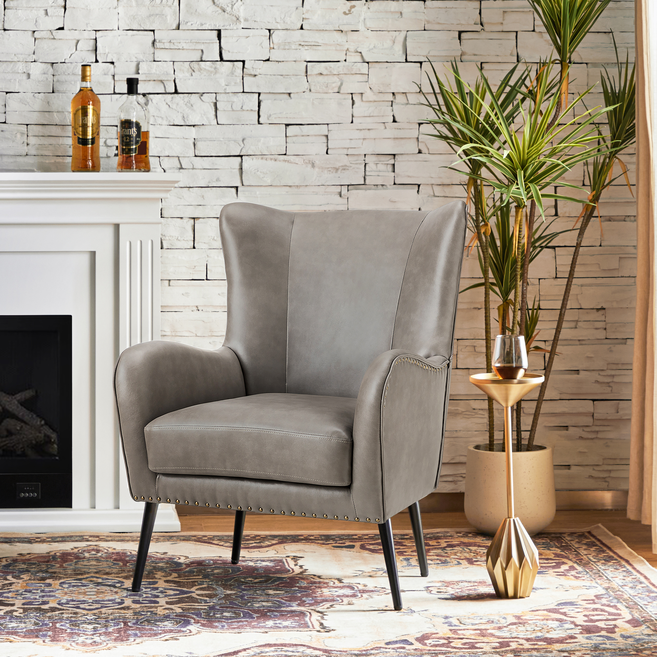 Shepherd Wingback Vegan Leather Armchair(Optional Types)