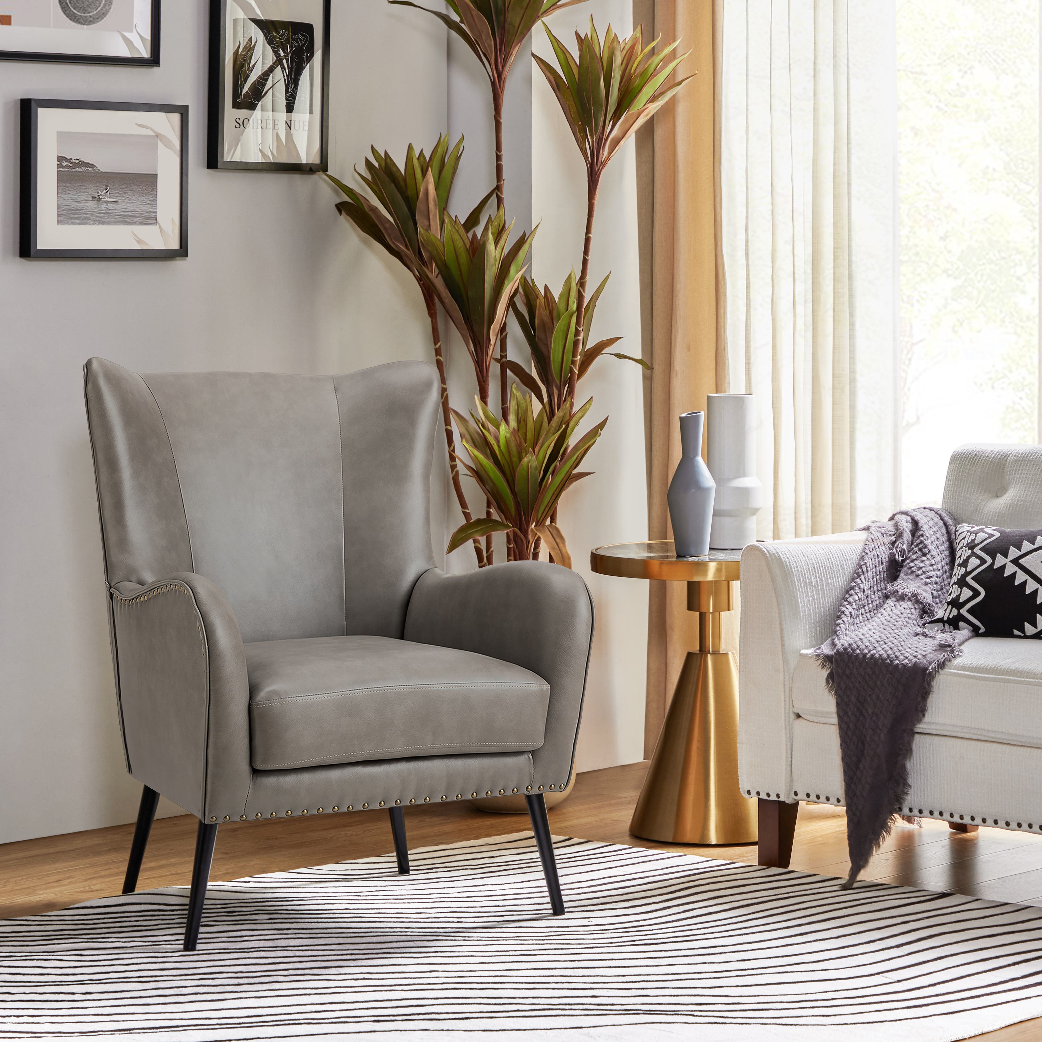 Shepherd Wingback Vegan Leather Armchair(Optional Types)
