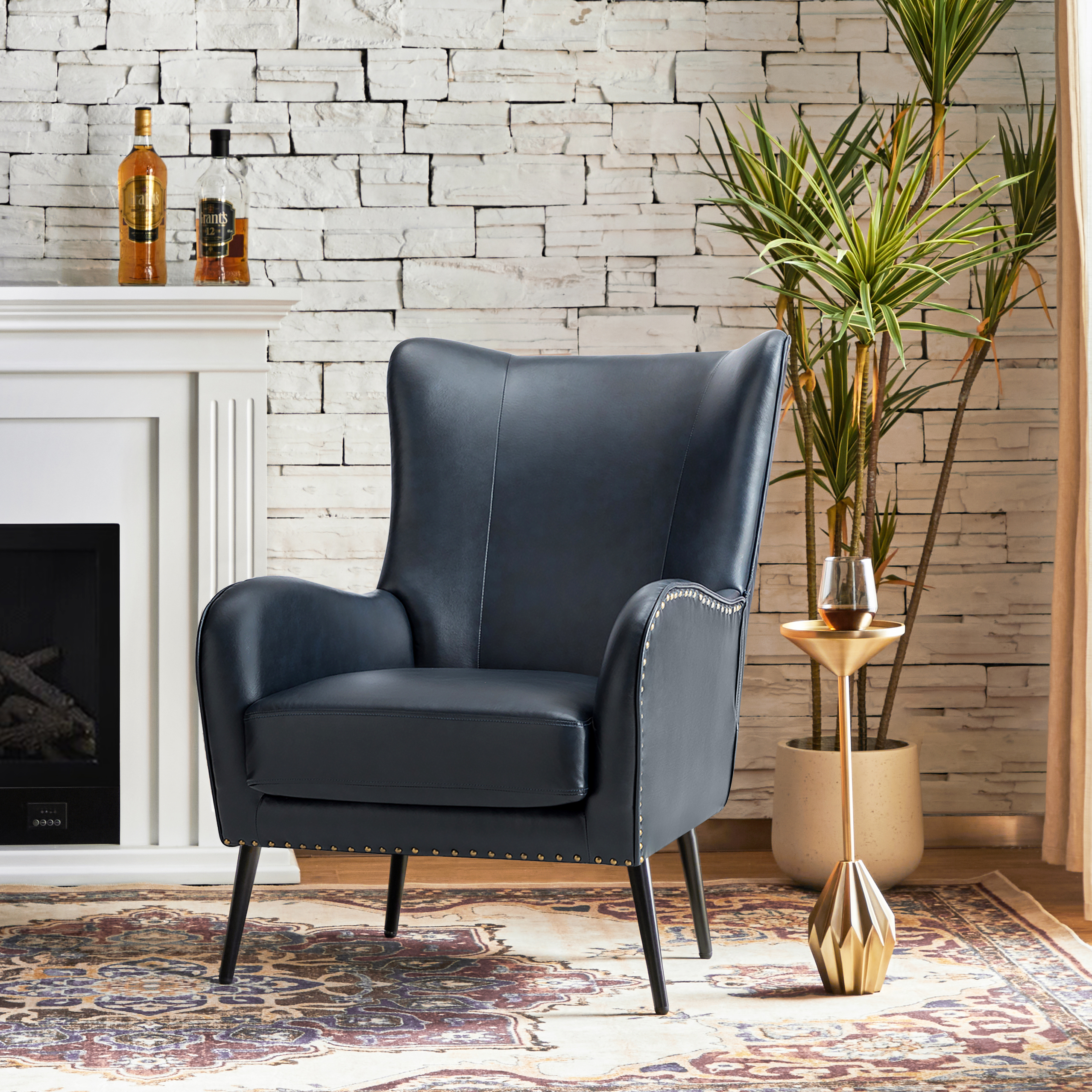 Shepherd Wingback Vegan Leather Armchair(Optional Types)