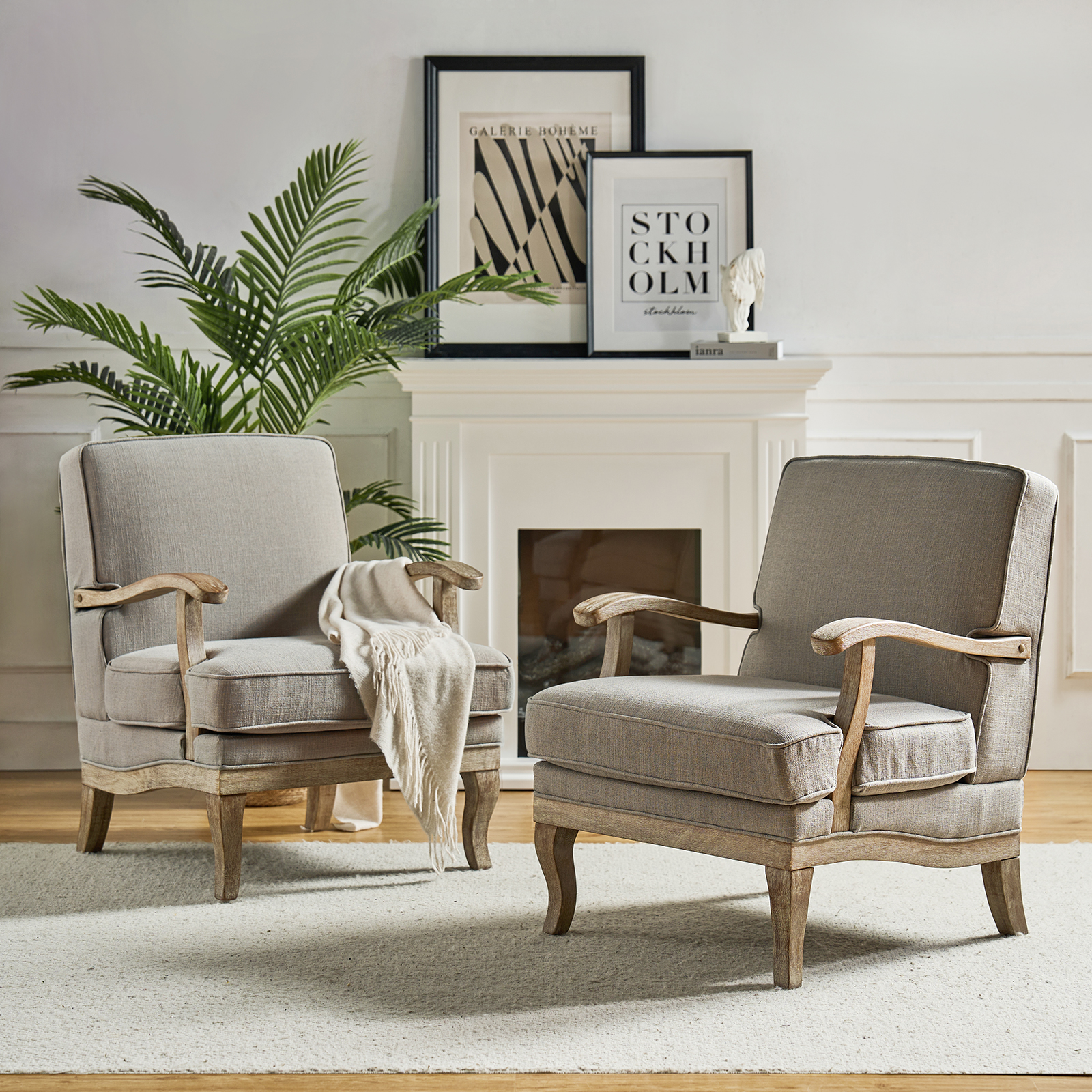 Randolph Farmhouse Upholstered Accent Chair with Wooden Legs(Optional Types)