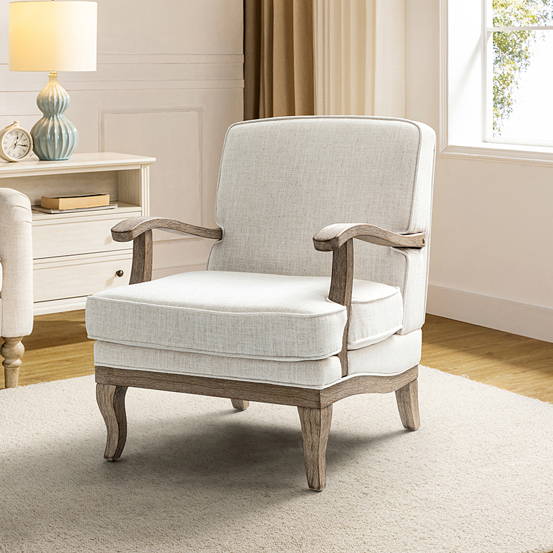 Randolph Farmhouse Upholstered Accent Chair with Wooden Legs(Optional Types)