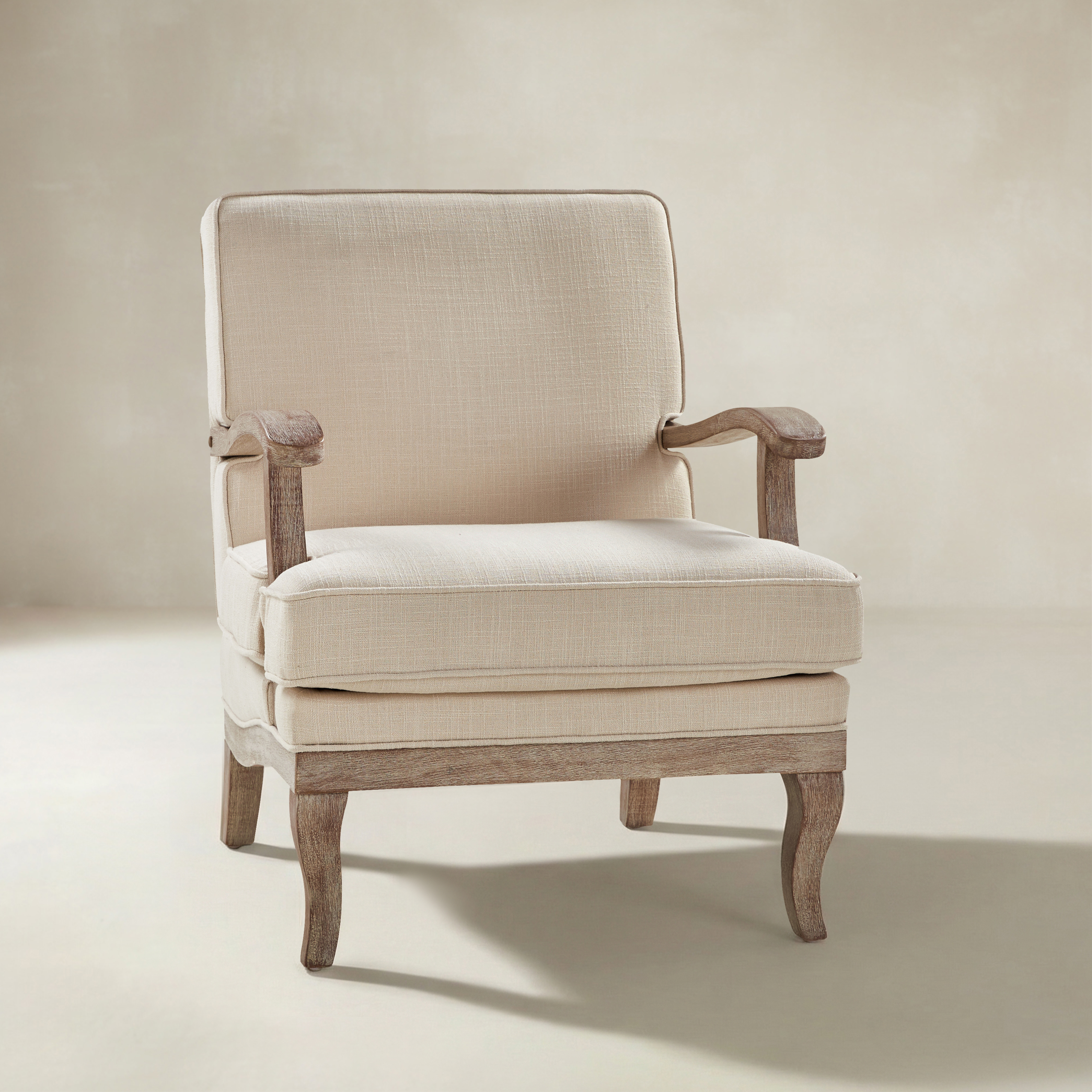 Randolph Farmhouse Upholstered Accent Chair with Wooden Legs(Optional Types)