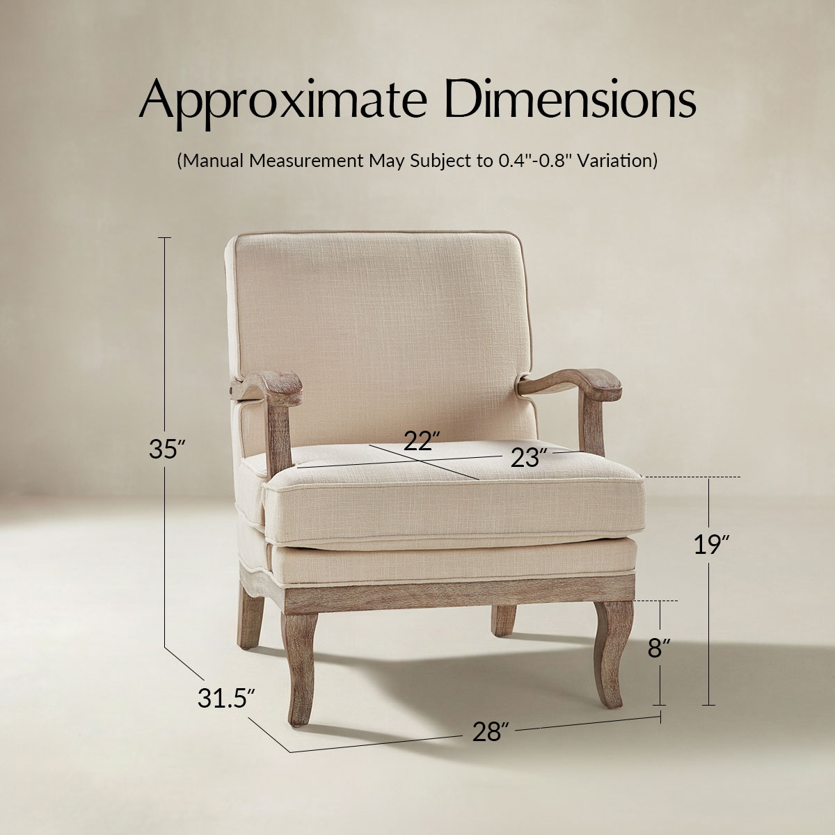 Randolph Farmhouse Upholstered Accent Chair with Wooden Legs(Optional Types)
