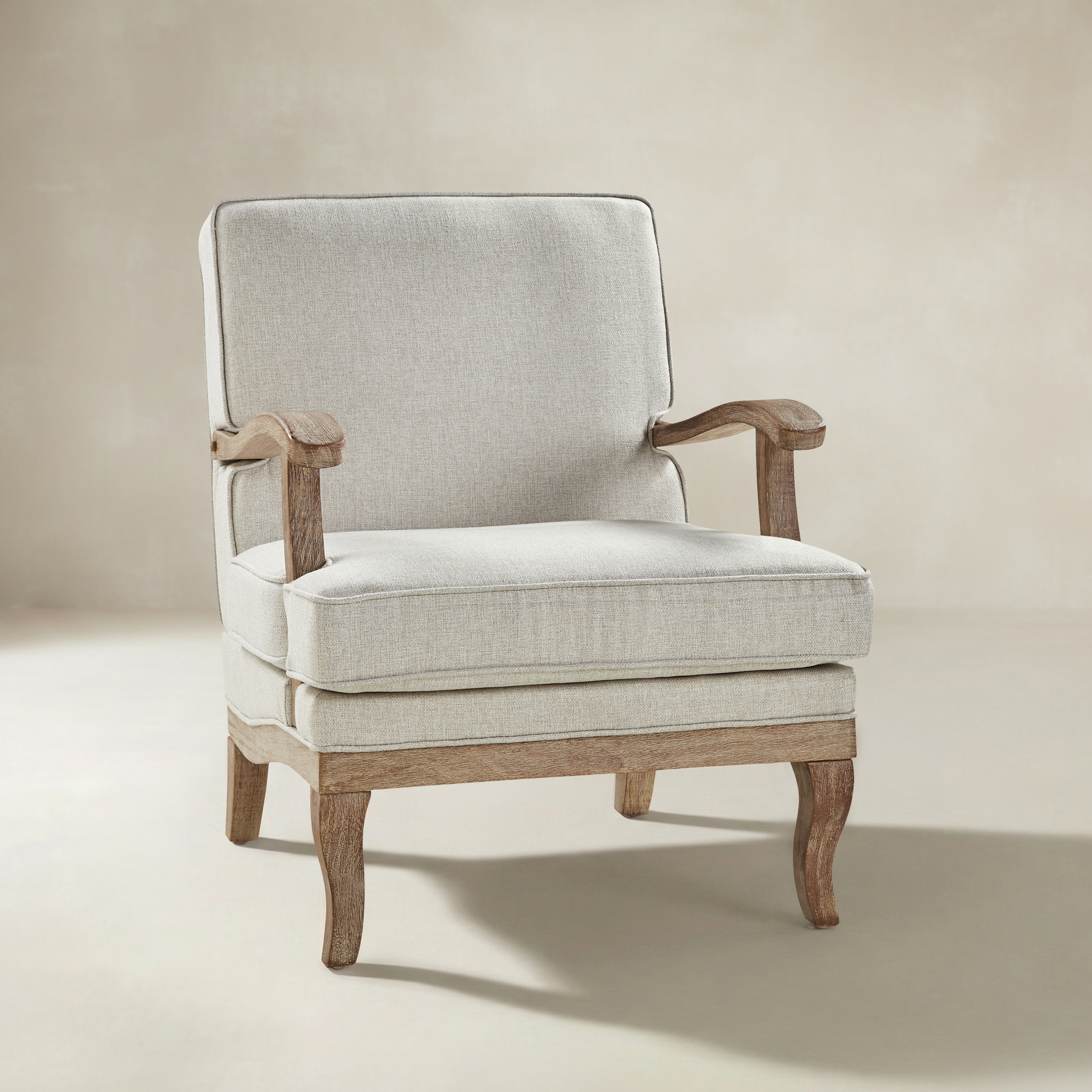 Randolph Farmhouse Upholstered Accent Chair with Wooden Legs(Optional Types)