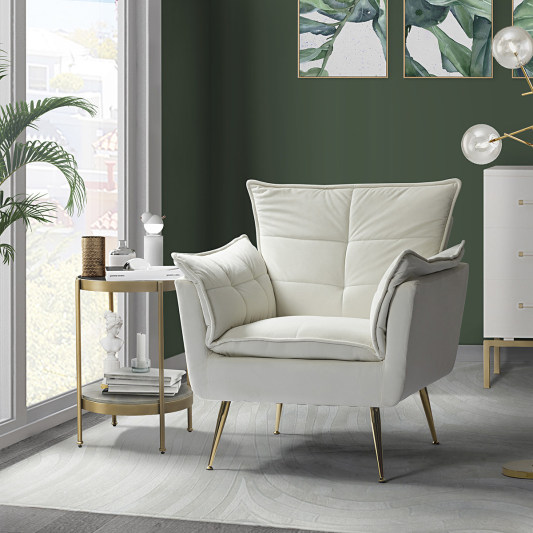 Jaxon Modern Velvet Accent Armchair with Gold Metal Legs