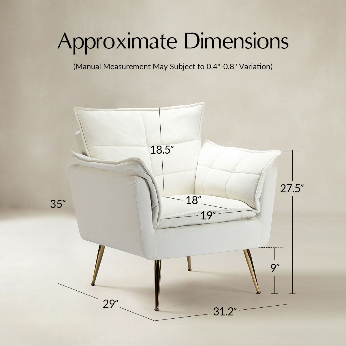 Jaxon Modern Velvet Accent Armchair with Gold Metal Legs - HULALA HOME