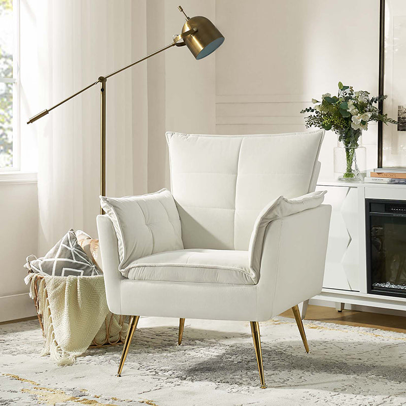 Jaxon Modern Velvet Accent Armchair with Gold Metal Legs - HULALA HOME