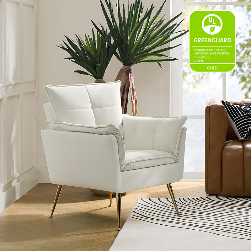 Jaxon Modern Velvet Accent Armchair with Gold Metal Legs