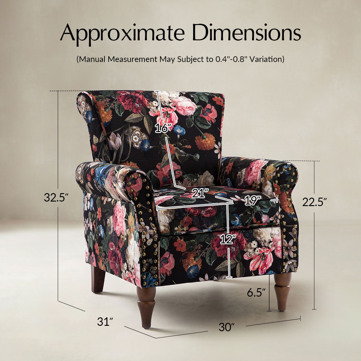 Artemisa Modern Floral Pattern Upholstered Armchair