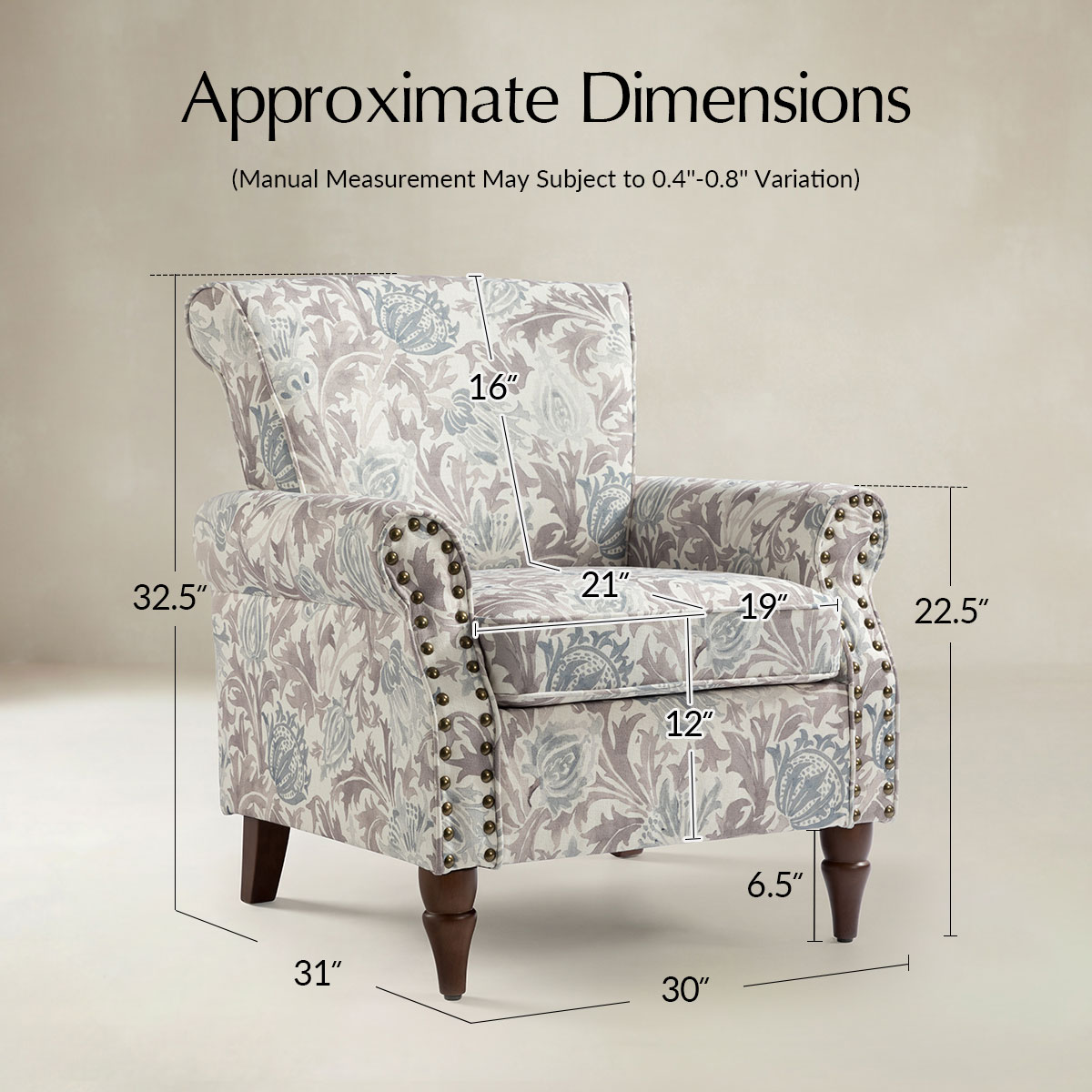 Artemisa Modern Floral Pattern Upholstered Armchair