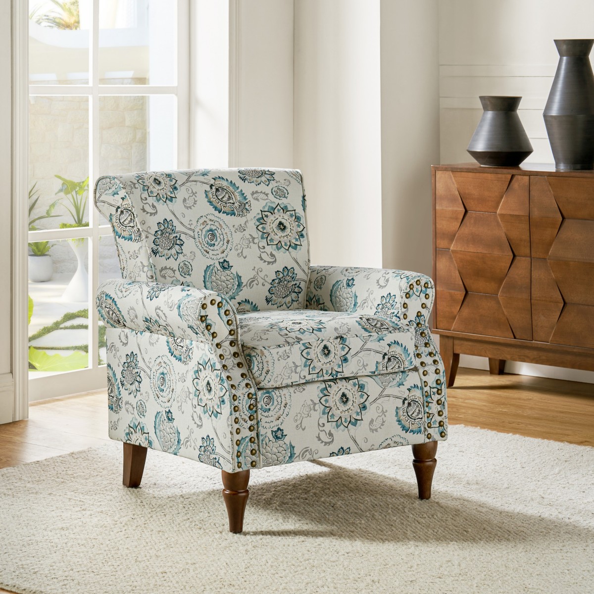 Artemisa Modern Floral Pattern Upholstered Armchair