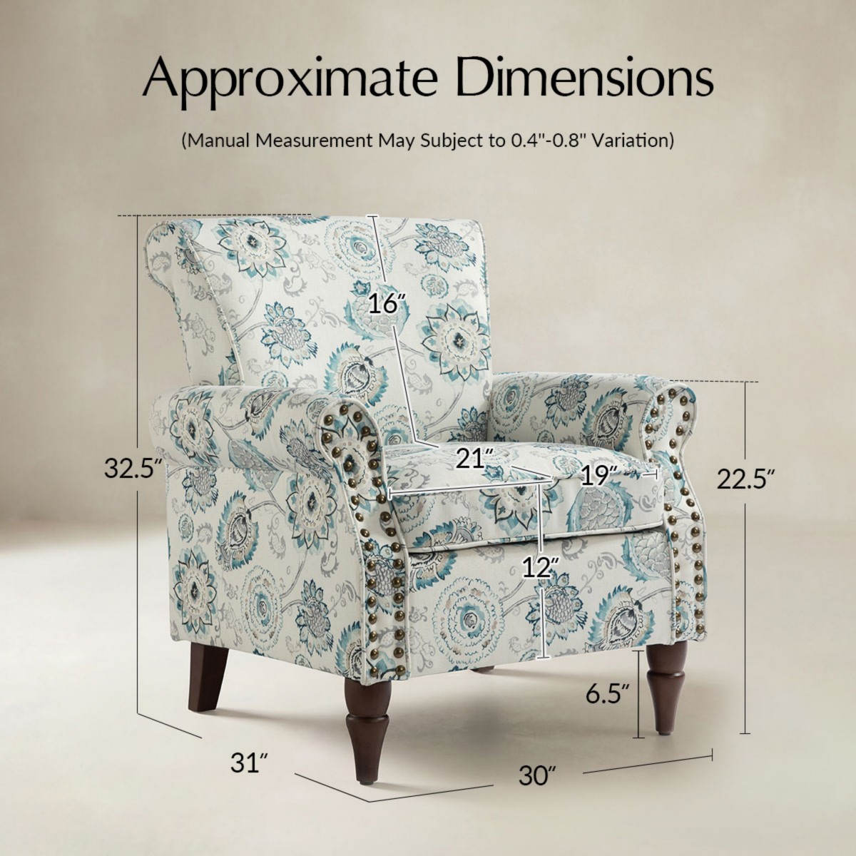 Artemisa Modern Floral Pattern Upholstered Armchair