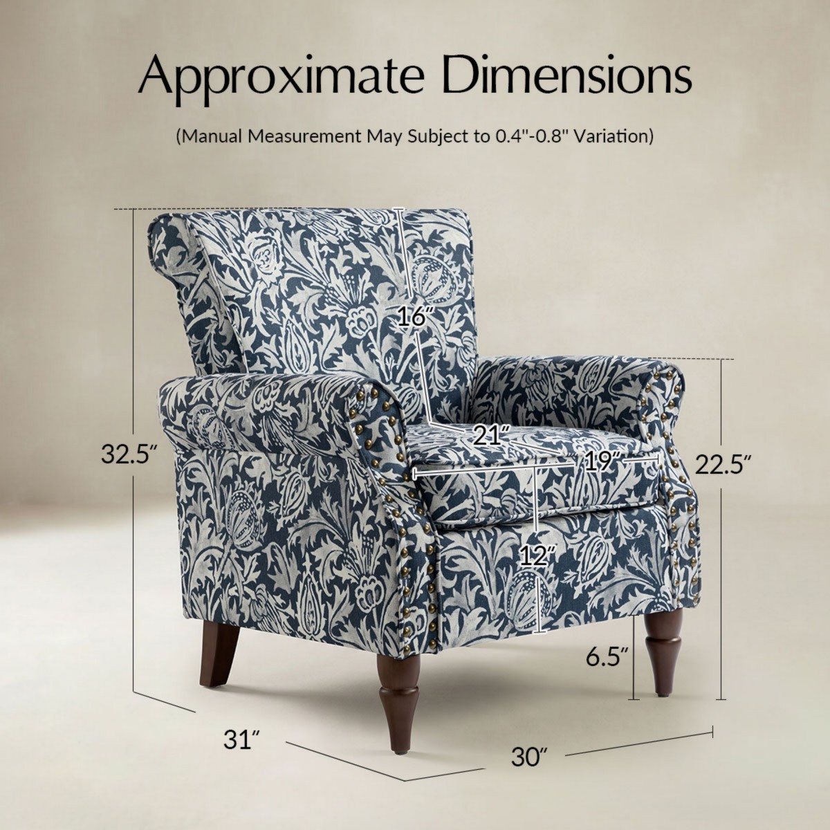 Artemisa Modern Floral Pattern Upholstered Armchair